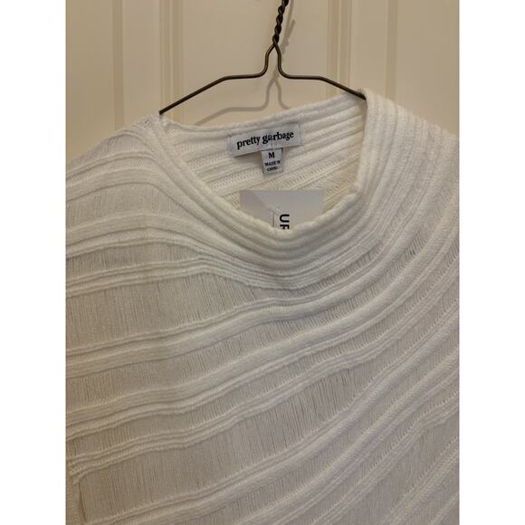 NEW Pretty Garbage White Fitted Knit Sweater Dress Small BodyCon - Picture 4 of 6